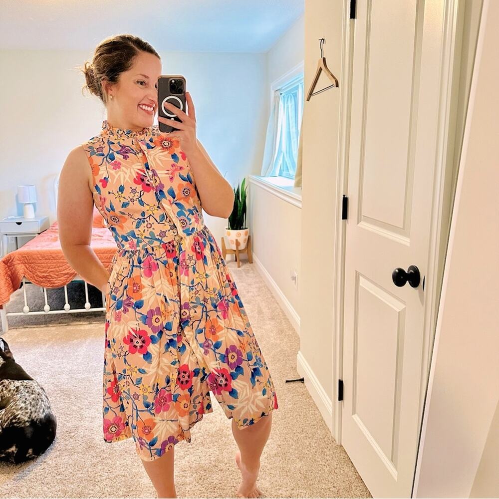 J. Crew Pink Cotton Floral Liberty Knee Length Mini Dress 4